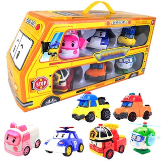 6 in 1 set （6pcs）Children's toy car Robocar Poli Robot Transform Car Toy SET