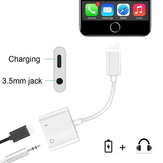Aux Adapter 3.5mm Jack Headphone Earphone Audio Splitter Cable Charging + Music For iphone ios