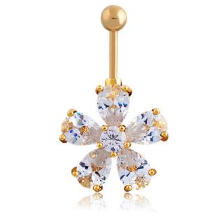 HBPH ✽✽ Beauty Navel Belly Button Rings Bar Crystal Flower Dangle Body Piercing Jewelry