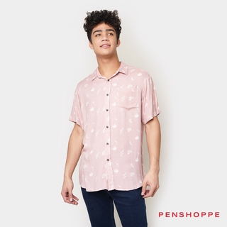 Penshoppe Men's All Over Printed Relaxed Shirt (Blush)