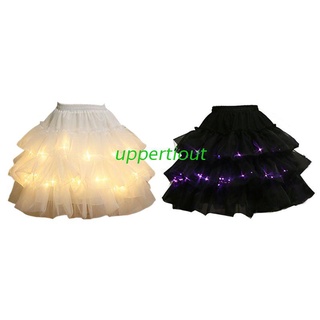 uppertiout Lolita LED Luminous Short Petticoat Skirt Layered Puffy Ruffled Women Underskirt