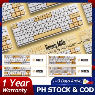 COD#Honey Milk Theme Keycaps Japanese Sublimation PBT Keyboard Keycap XDA Profile 140 Key Milk White