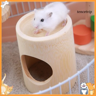 【Vip】2 Holes Small Pet Hamster Bamboo House Nest Hanging Cage Cabin Playground Toy