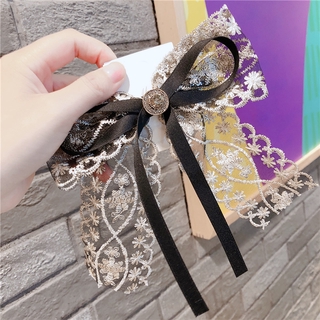 ✨BELLA✨Korean hair ornaments clip lace bow spring clip top clip hairpin (8)