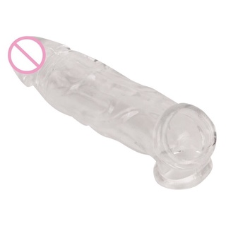oz6v Highly Elastic Crystal Condom Reusable Penis Extender Sleeve Delay Ejaculation Penis Enlargemen