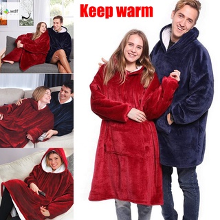 Blanket Ultra Soft Hoodie with Big Pocket Flannel Warm Cosy Comfy Oversized Wearable Hooded Unisex