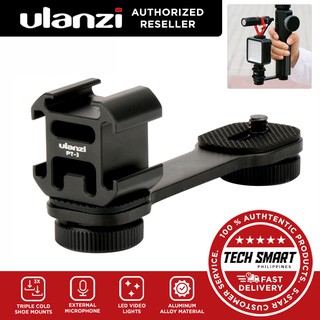 ULANZI PT-3 Triple Cold Shoe Mounts Plate Mic LED Light Extension Bracket for Gimbal Stabilizer