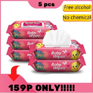 5pcs Baby Wipes 60 pulls BABY WIPES WITH LID LOONEY TUNES