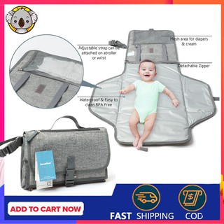 Gray color Newborns Foldable Waterproof Baby Diaper Changing Mat Portable Changing Pad Storage bag (1)