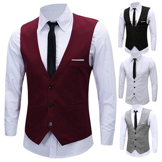 Wish❀Men\'s Classic Formal Business Slim Fit Chain Dress Vest Suit Tuxedo Waistcoat