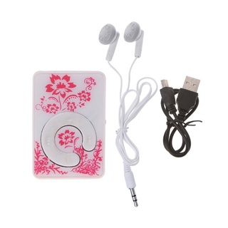 ROX Mini Clip Floral Pattern Music MP3 Player 32GB TF Card With Mini USB Cable + Earphone (1)
