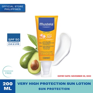 Mustela Very High Protection Sun Lotion 200ml, Pump, SPF 50+ (Expiry Date: November 30, 2022)