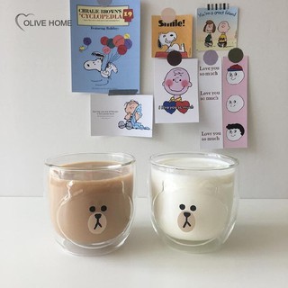 Cute Bear Shaped Double Wall Glass Mugs Resistant Kungfu Tea Mug Milk Lemon Juice Cup Drinkware Child Lover Coffee Cups Mug Gift (1)