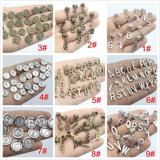 Antique Silver /Bronze Alphabet A-Z Letters Dangle Beads Charms Number charms for Craft Jewelry