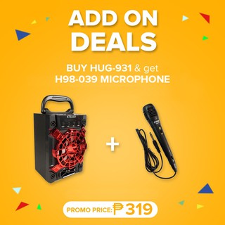 Hug Mini Karaoke Portable Wireless Bluetooth Speaker with Mic (w/ USB PORT & FM Radio) - HUG-931