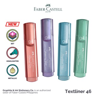 (Set of 4) FABER-CASTELL Textliner 46 Metallic Highlighters NEW COLORS