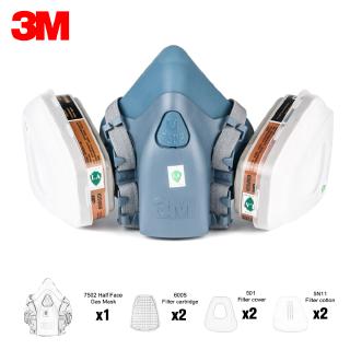 7501/ 7502 Half Face Painting Spraying Respirator Chemcial Safety Work Gas Mask 7 In 1 Suit Safety Work Filter Dust Mask