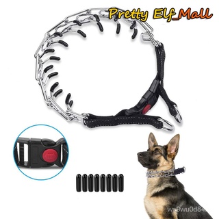 Dog Prong Training Collar, Adjustable Stainless Steel Choke Pinch Dog Collar with Comfort Rubber Tip