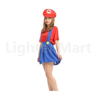 Mario Costume Cosplay Mario Female Male Kids Deluxe Costume