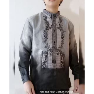 TAGALOG BARONG FOR MEN PURE EMBROIDERED DOUBLE COLLAR MEN'S MONOCHROMATIC BARONG