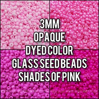 3mm Opaque Solid Dyed Color Glass Seed Beads - Shades of Pink with Free Container