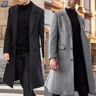 Men Winter Overcoat Slim Fit Outwear Elegant Warm Long Jacket Formal Trench Coat