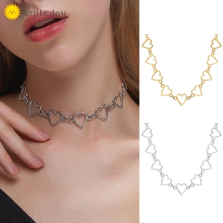 Hollowed-out Heart Chain Necklace Fashion Ins Korean Clavicle Chain Women Girl Jewelry Accessories Gift Party