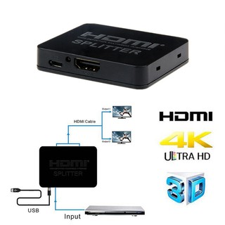 Full HD 4K HDMI Splitter 1X2 2 Port Repeater Amplifier Hub 3D 1080p 1 In 2 Out