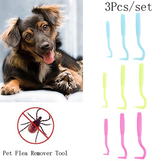 3PCS Pets Tick Removal Hook Tool Portable Flea Mites Remover Tweezers for Dog Horse Cat Pet Cleaning (4)