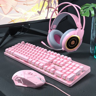 Genuine Inplay STX540 Combo 4in1 Keyboard + Mouse + Headset + Extended Mouse pad (PINK)