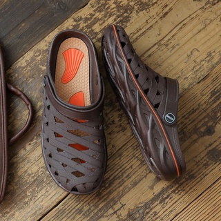 Waterproof Hole Shoes Men's Summer Non-Slip Wear-Resistant Soft Bottom Seaside Closed Toe Half Slipp