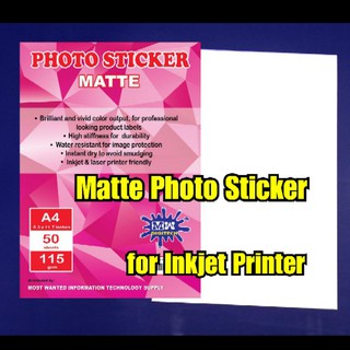 50pcs Matte Photo Sticker - A4 - Inkjet Friendly