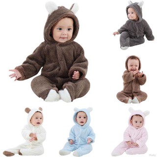 TFbaby Cute Winter Cotton Baby Romper Long Sleeve Hooded Infant Jumpsuit