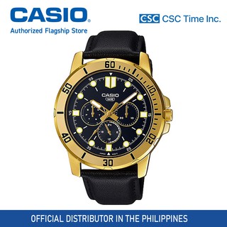 Casio (MTP-VD300GL) Black Leather Strap Quartz Watch