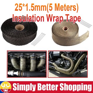 Motorcycle Exhaust Thermal Exhaust 2.5cm*5m Exhaust Heat Tape Wrap Pipe Wrap Shields Manifold Header