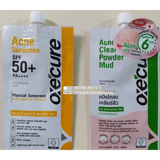 Oxecure Acne Clear Powder Mud 5g / Acne Sunscreen 6g SPF 50 / Prebio Serum 5mL