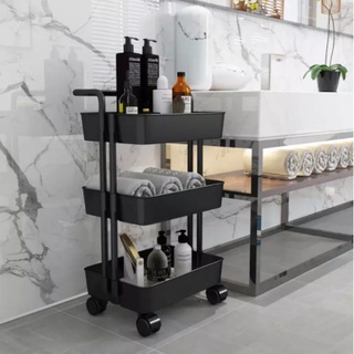 Multifunctional 3-Tier Storage Rack Trolley Rolling Utility Cart Home Kitchen