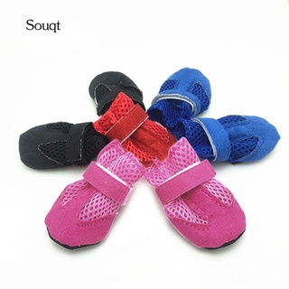 SQ_4Pcs Dog Puppy Pet Soft Mesh Anti-slip Shoes Boots Comfortable Casual Sneakers