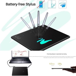 Huion Newest HST640 6x4 inch Digital Graphic Drawing Tablet Graphic Tablet Digital Drawing Tablet with Battery-Free Stylus Compatible for Android Windows MacOS