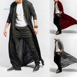 GNWD Fashion Men Solid Color Long Sleeve Cardigan Slim Fit Open Front Trench Coat