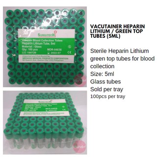 (MIX-Z) Vacutainer Heparin Lithium / Green top tubes (5ml)