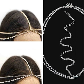 Lady Bohemian Fashion Rhinestone Layered Head Chain Headpiece Hair Band Jewelry
