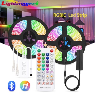Lightinggeek DreamColor RGBIC LED Strip Light Bluetooth Music APP Control Rainbow WS2811 Waterproof Tira Flexible Luces for Home Decorative Lighting and Party
