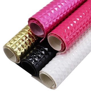 30x134cm Diamond Textured Faux Synthetic Leather Fabric Roll For Handbags Gift Box Decorative DIY
