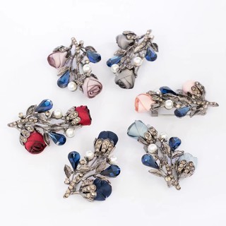 fashion Women's Rhinestone Imitation Pearl Enamel Flower Floriated Brooch Pin (4)