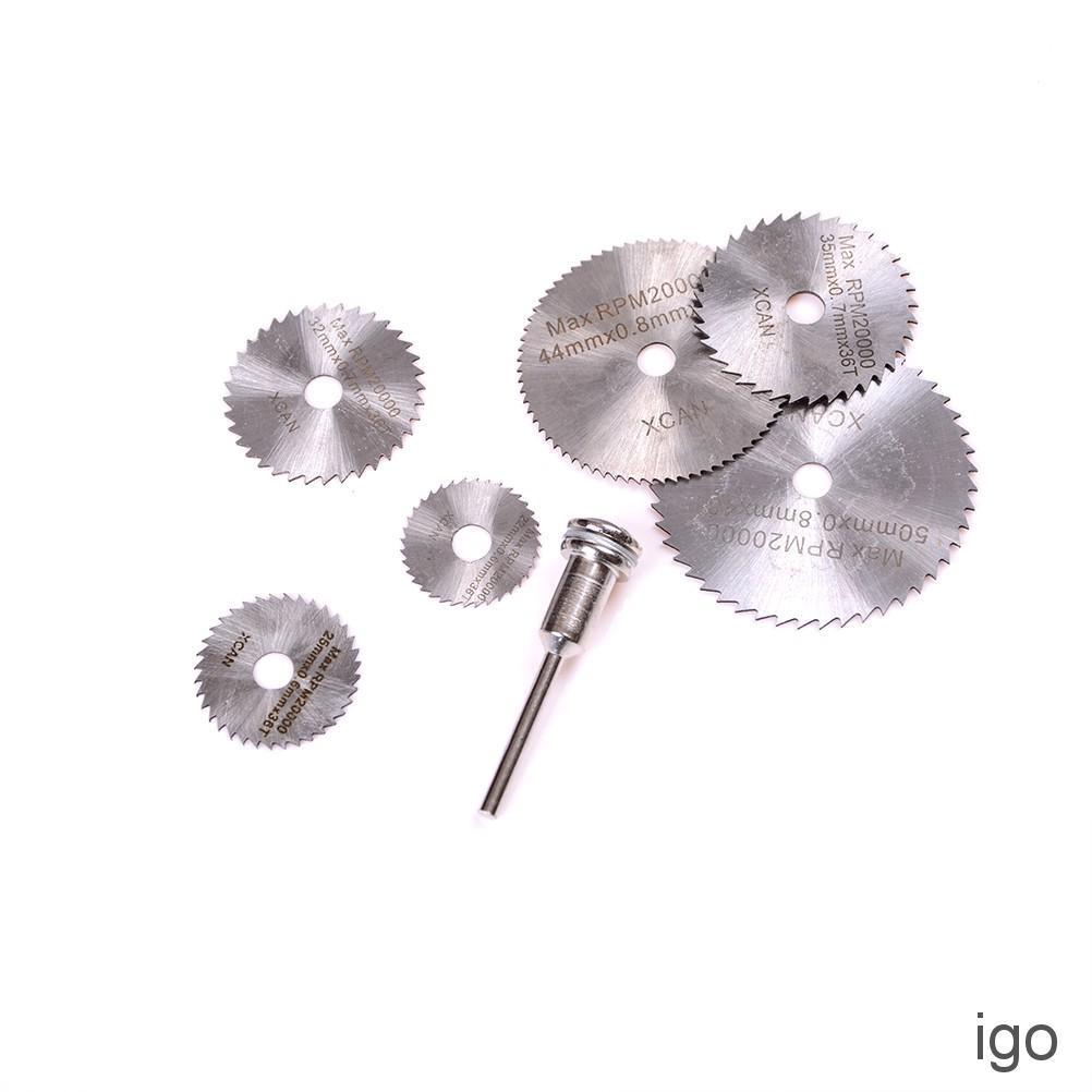IGO 7Pieces/set Cutoff Circular Saw HSS Rotary Blades Tool Cutting Discs Mandrel