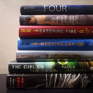 Various Hardcovers - The Heir, Legend, Gone Girl, Girl on Train, Catching Fire, Mockingjay, Four
