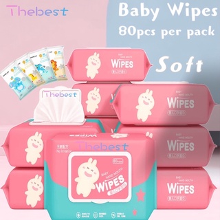 Thebest Organic Baby Wipes 80 Pcs Per Pack 99% Water Hypoallergenic (Non-Alcohol-wet wipes)