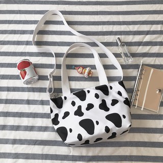 BN❥❥ Casual Cow Milk Print Handbag Women Canvas Bucket Shoulder Bag Shopping Totes (9)