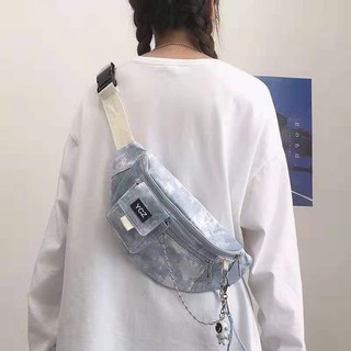 Big Tie Dye Canvas Bag Tide Brand ins Trend Chest Bag Female Messenger Bag
